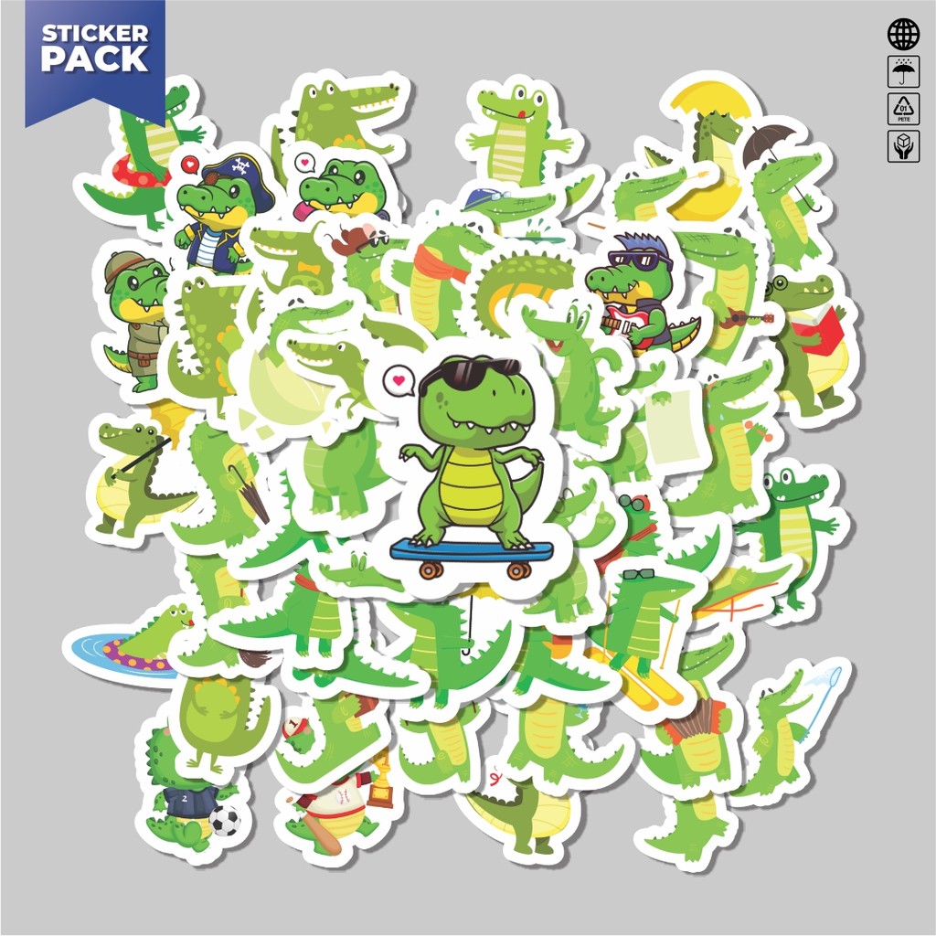 

[100PCS]Stiker Pack Sticker Hewan Buaya Aesthetic Vinyl Anti Air Dekorasi Sticker Laptop Buku Journal Koper Helm Casing HP Gitar Helm Skateboard