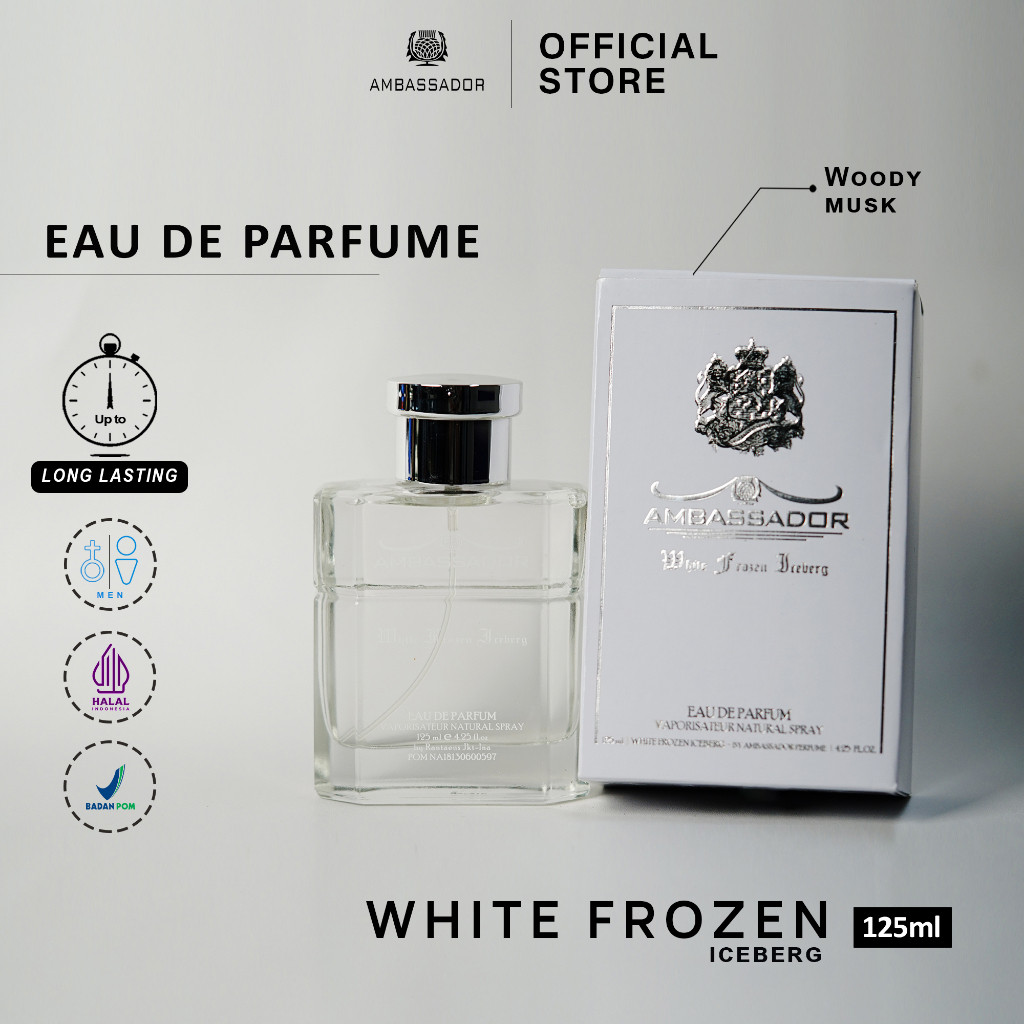 Ambassador Eau De Parfume Vaporisateur White Frozen Iceberg 125ml Parfum Unisex / Minyak Wangi