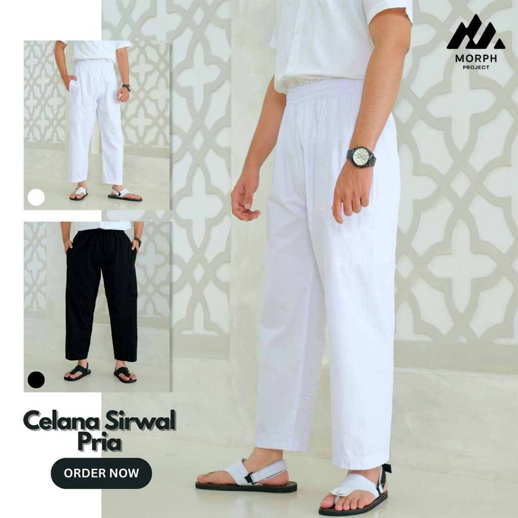 MUNIKSOSHOP  Morph Project - Celana Sirwal Putih Celana komprang dewasa Big Size Perlengkapan Haji d