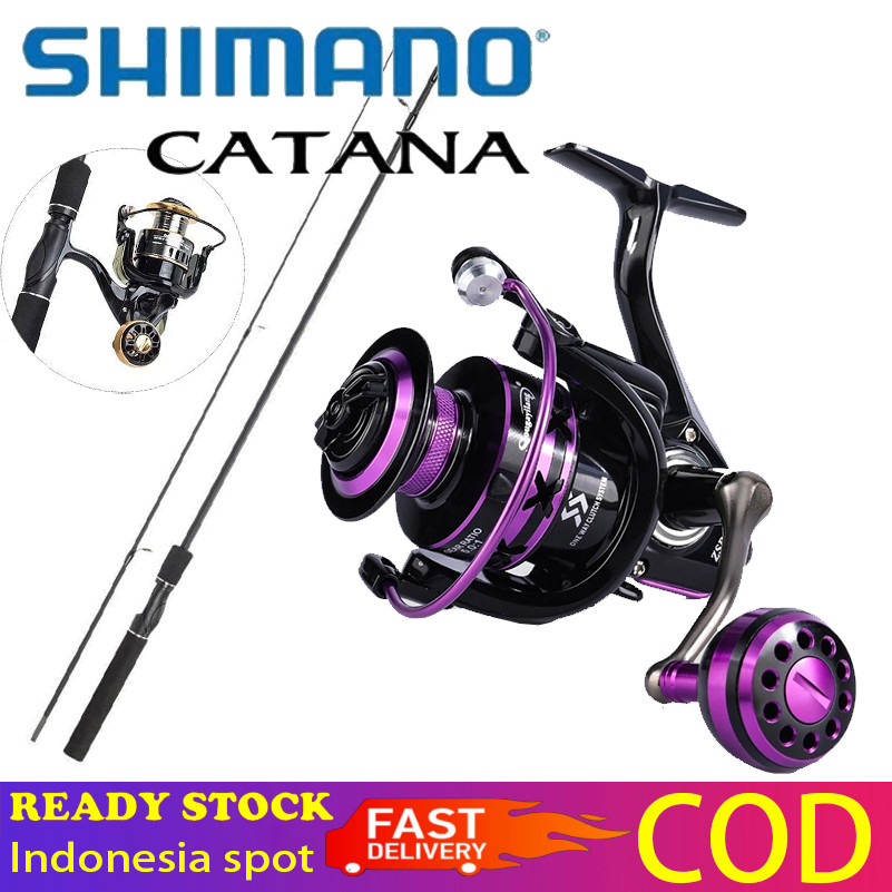 SHIMANO satu set reel pancing Reel Pancing Murah Kuat Power 1.65M/1.8M/2.1M Joran Pancing Reel Panci