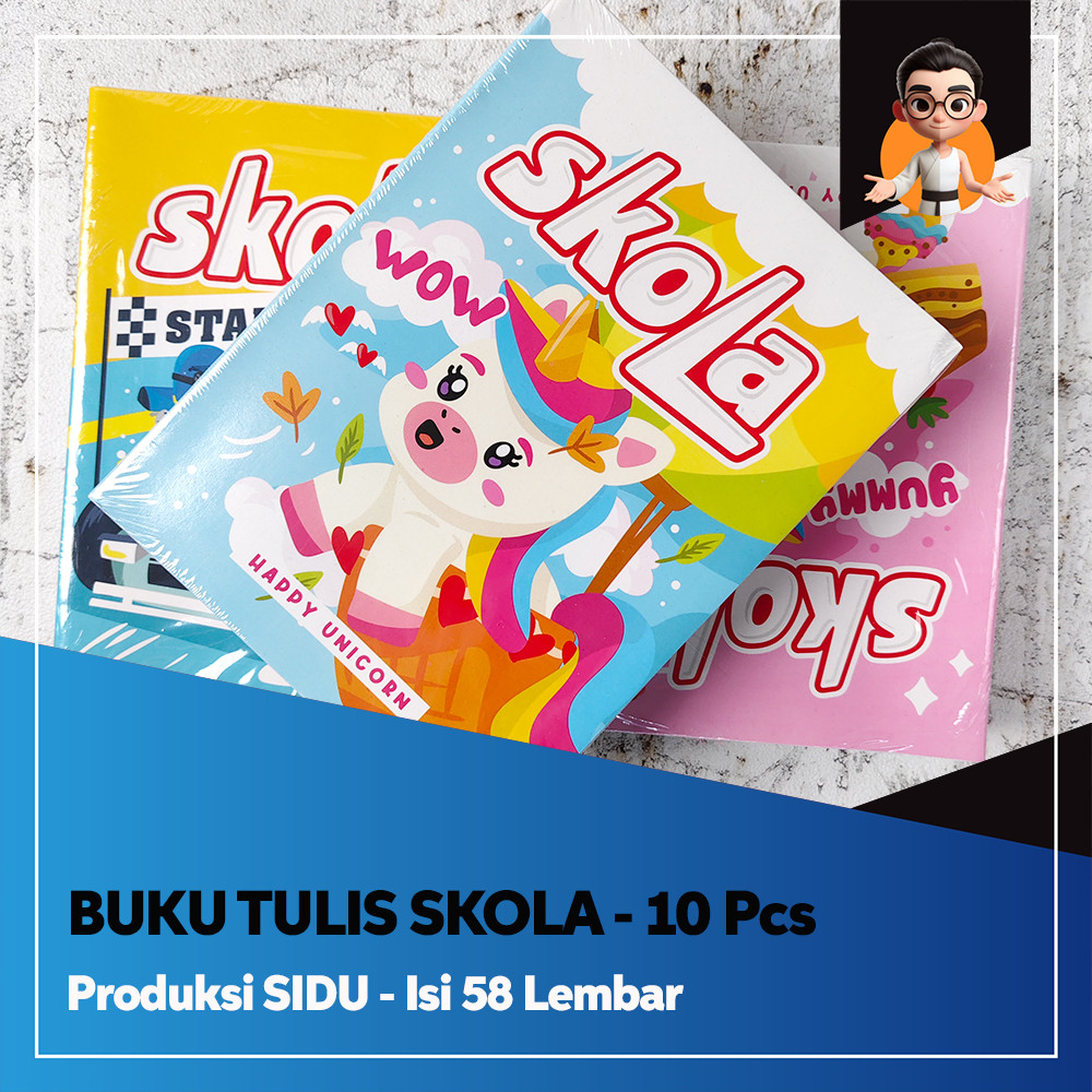 

Paket 10 Buah - Buku Tulis Skola by SiDU – 58 Lembar Garis, Pilihan Tepat untuk Anak Sekolah (10 PCS)