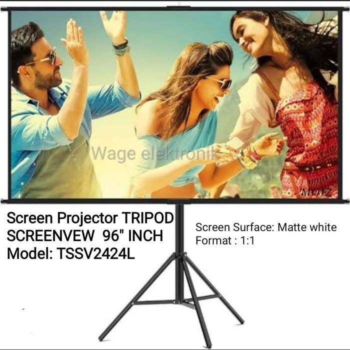 Screen Projector 96 Inch Tripod Screen View - Layar Proyektor 96"