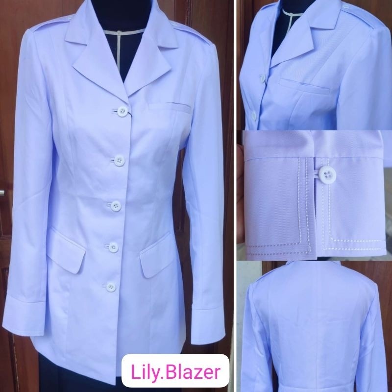 Seragam PPPK putih hitam PNS kantong bawah ||Blazer Putih PNS PPPK