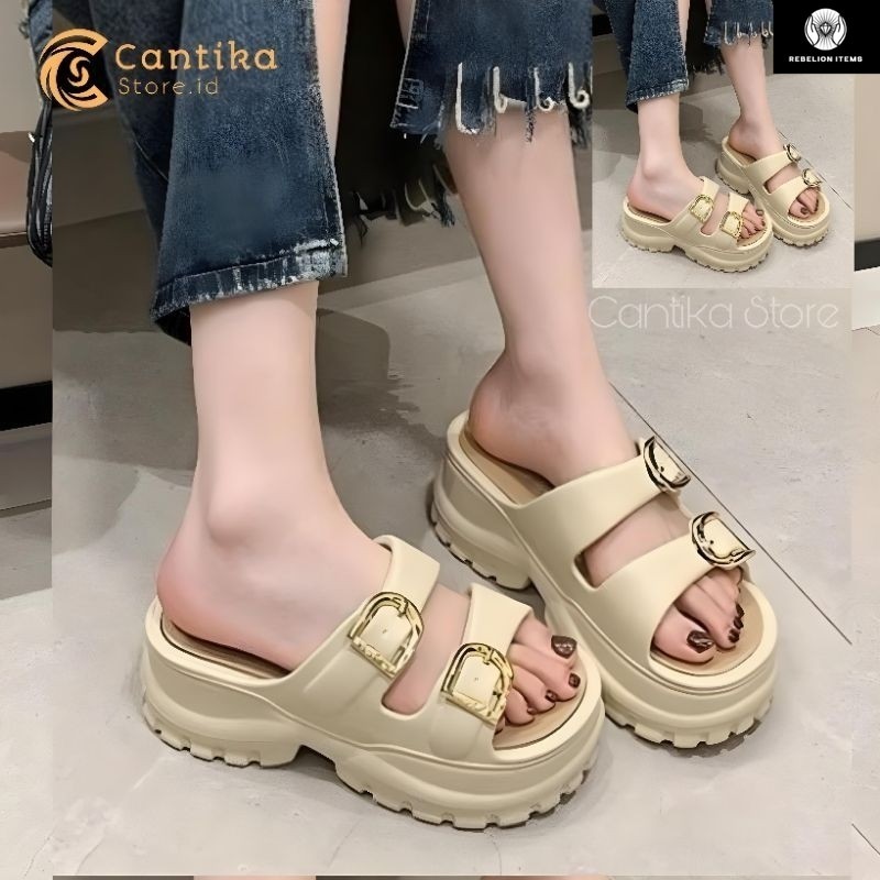 SANDAL FUJI CEWEK FASHION WADGES KARET EVA RUBBER SANDAL WANITA KOREA TERBARU