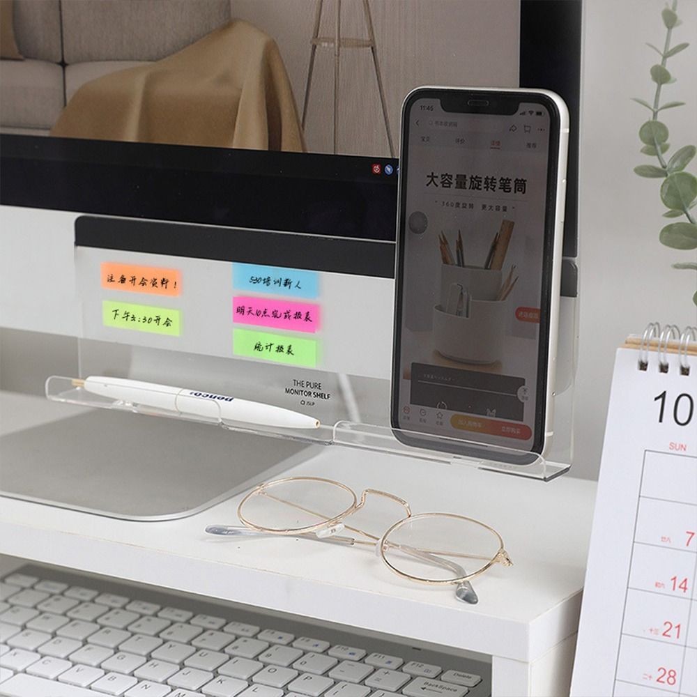 

Desktop Storage Monitor Message Memo Board Multifunctional Transparent Message Board Acrylic Minimalism Notes Board