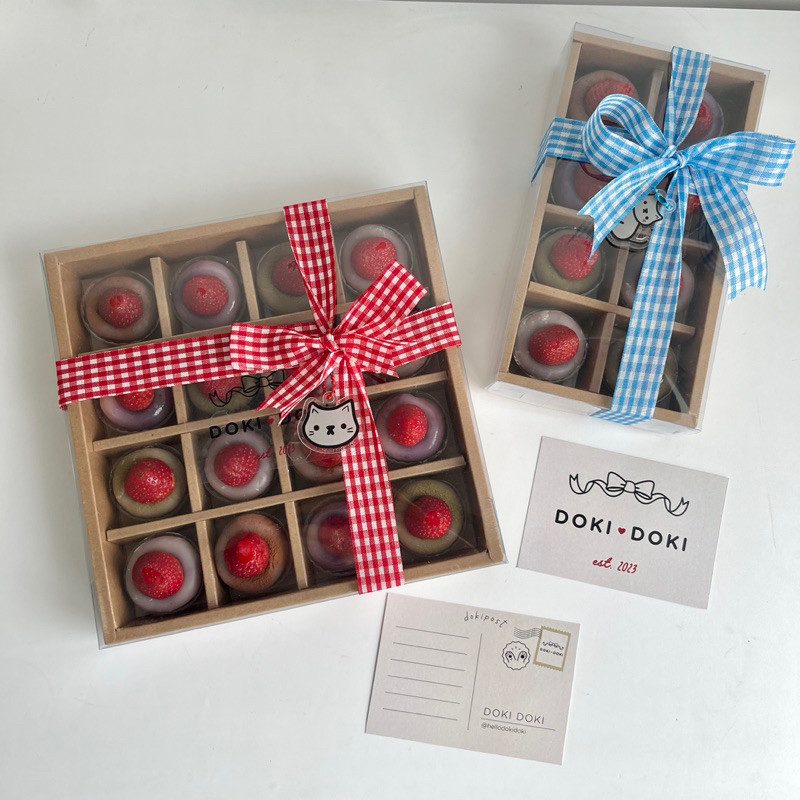 

DOKI DOKI Mochi Ichigo Daifuku Box / Hampers / Gift Box / Valentine / Birthday / Hadiah / Lebaran Idul Fitri / Paskah Easter + FREE greeting card + decoration + bag charm
