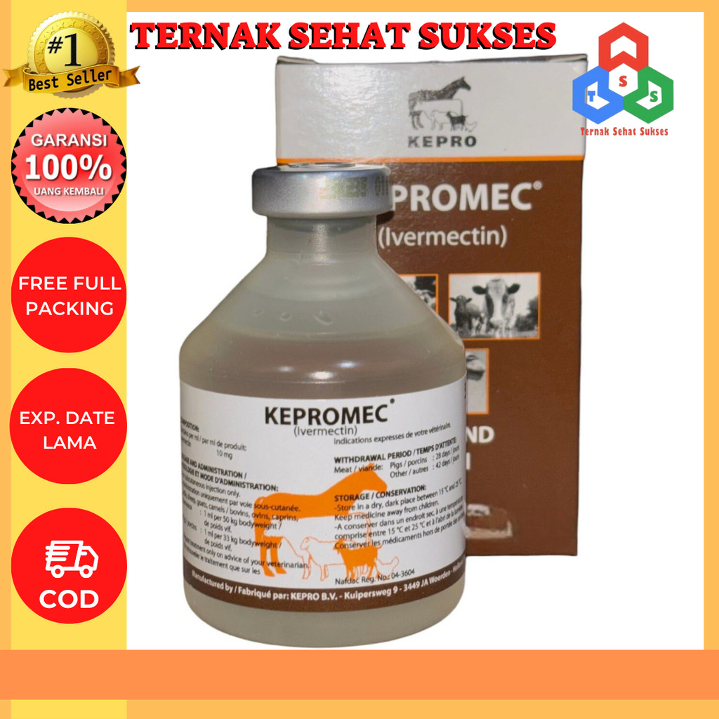 KEPROMEC INJEKSI 50 ml - obat cacing, gudig, scabies, gurem hewan TSS1