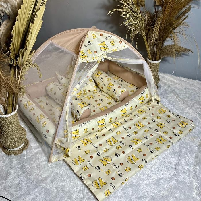 MUMPUNG PROMO 1 Set Kasur Bayi Kelambu Premium motif Winnie the pooh | kasur bayi empuk motif karakt
