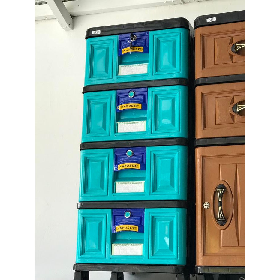 Lemari plastik / laci / rak Napolly 4 susun dengan kunci