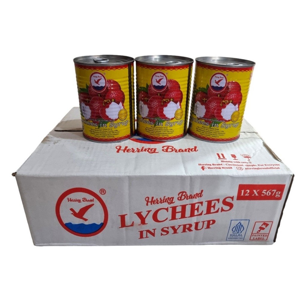 

Buah sirup leci lychee lecy lechy syrup kaleng Herring brand 12 x 567 gram (1 dus karton)