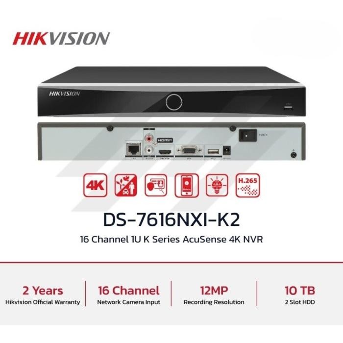 NVR CCTV HIKVISION DS-7616NXI-K2 Hikvision NVR IP Camera 12MP CCTV 16Ch 4K & H.265