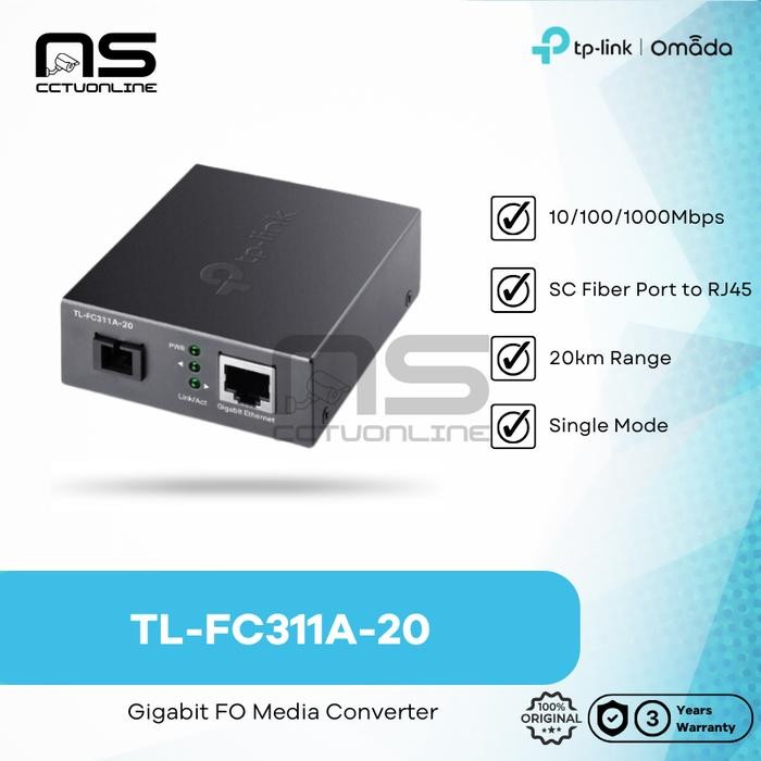 TP-Link TL-FC311A-20 / TL-FC311B-20 Gigabit WDM Media Converter up to 20KM - FC311A-20New Stock