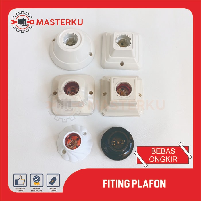 FITING PLAFON / FITTING LAMPU PLAFON BULAT HITAM