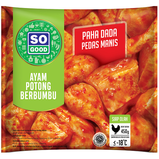 

Ayam Potong Berbumbu So Good Paha Dada Pedas Manis Kemasan 450 gr
