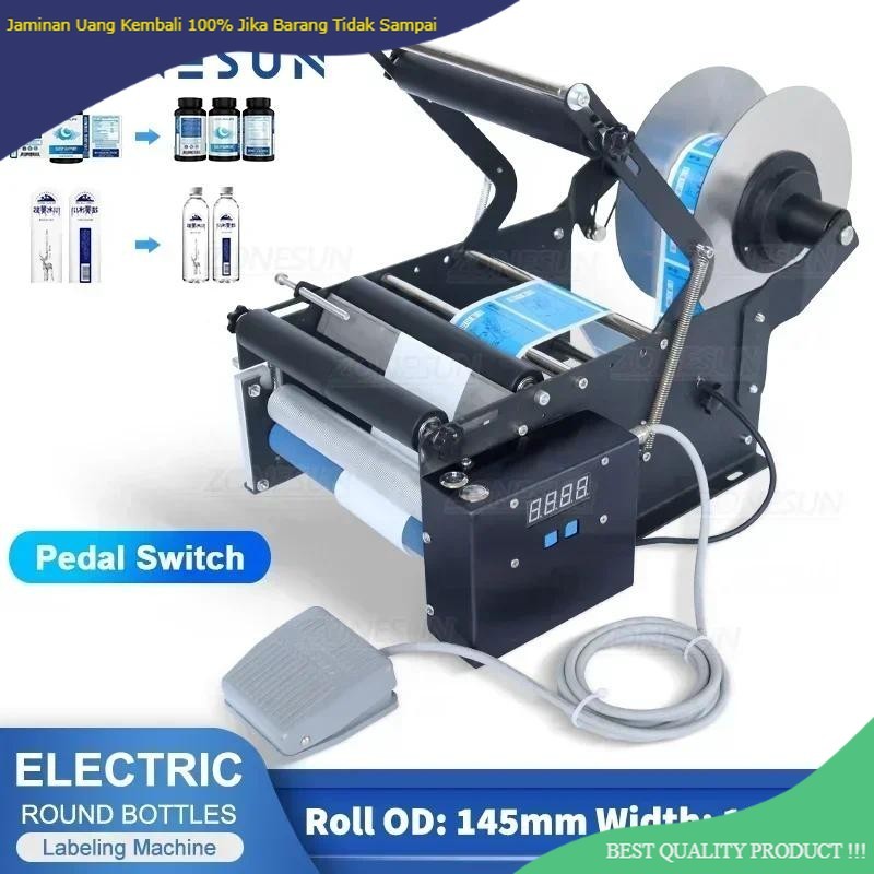 

ZONESUN ZS-TB16P Label Applicator Labeling Machine Electric Foot Switch Round Glass Plastic Bottle Jar Vial Sticker Packaging