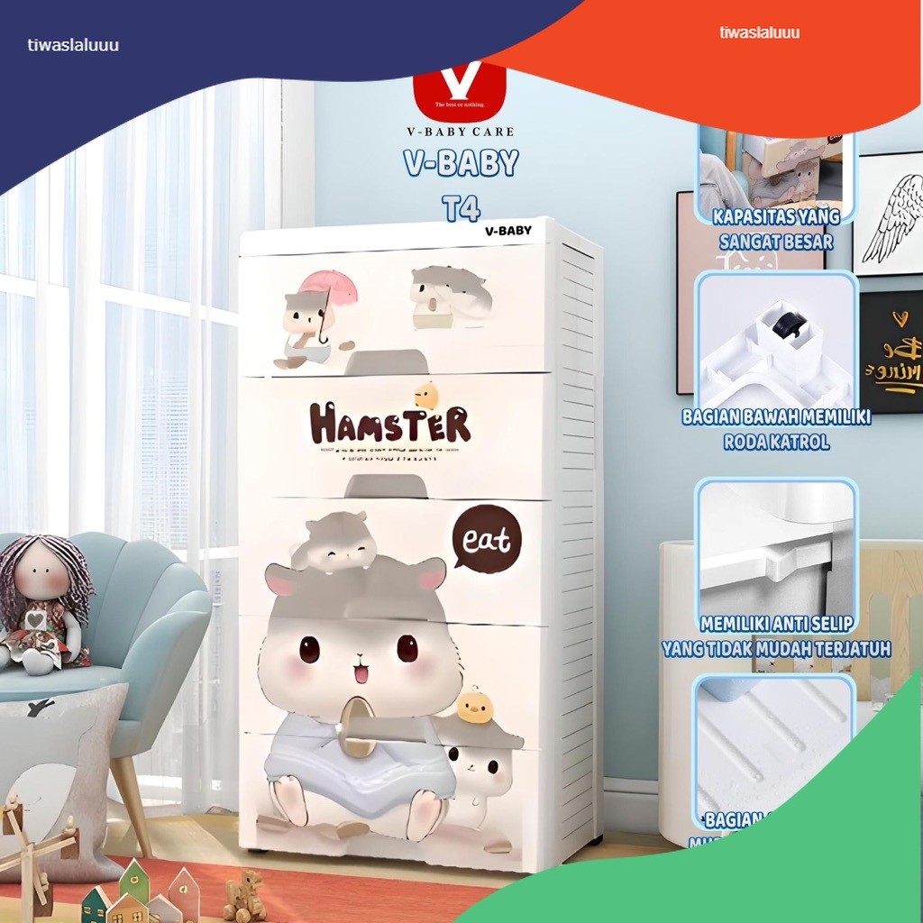 Lemari Plastik / Lemari Plastik Premium/Lemari Pakaian Anak/Lemari Pakaian Berkartun/Lemari Plastik 