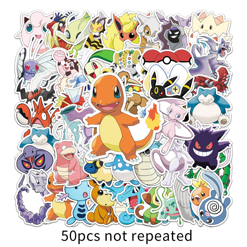 

50 Piece MINISO Pokemon Waterproof Stickers DIY For Phones Laptop Car Sticker