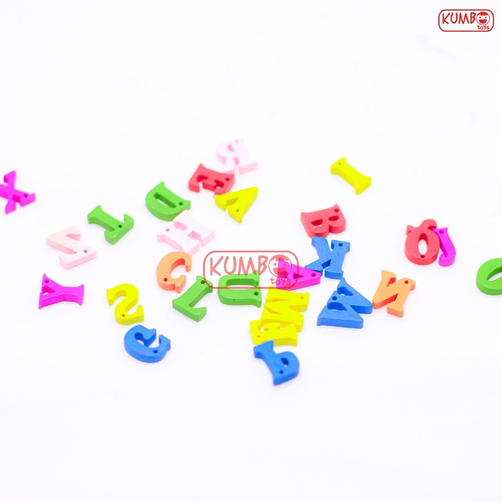 JAMIN MURAH Huruf Kayu Timbul Warna Warni Manik Alphabet Satuan(BISA LANGSUNG ORDER)