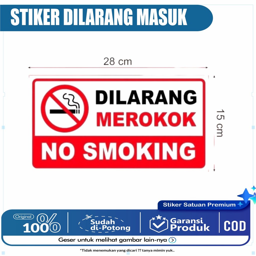

Sign stiker vinyl WARNING DILARANG MEROKOK NO SMOKING Rambu k3 safety