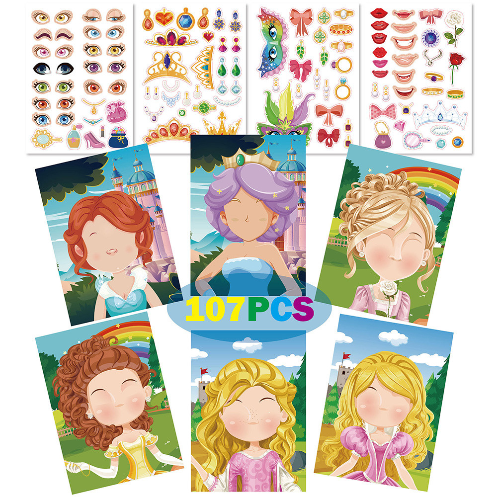 

Make a Face DIY Animal Princess Dinosaur Jigsaw Stickers Kids Puzzle Games Funny Cartoon Educational Craft Stickers Toy For Baby