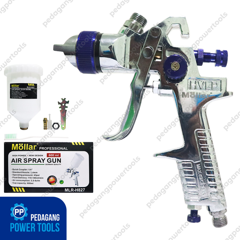 MOLLAR H827 Tabung Plastik Air Spray Gun HVLP Tabung Atas Alat Semprotan Cat Angin Kompresor