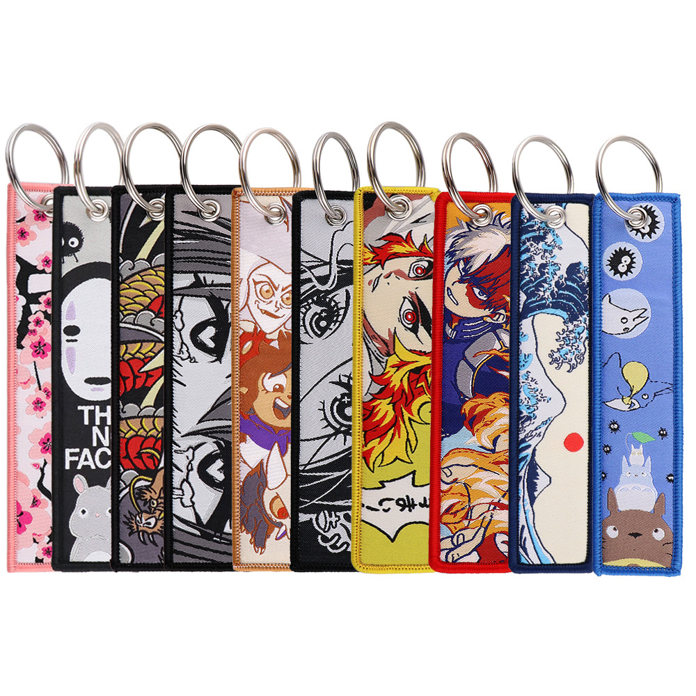 

FI143 Japanese Anime Key Tag Keychains For Driver Key Chain Cartoon Weaving Mark Car Key Tag Keyring Trinket Gift For Kids 1PC