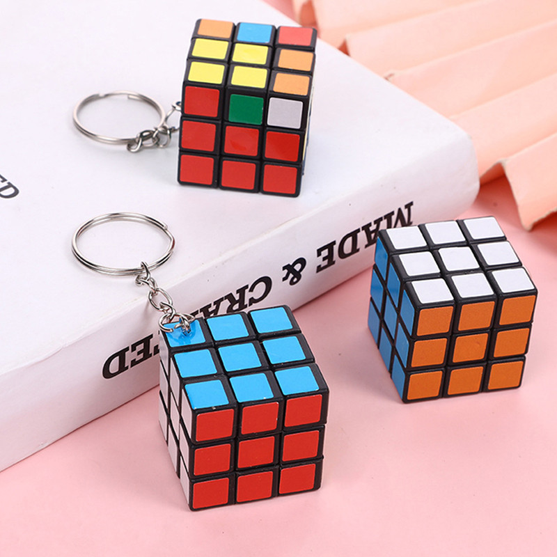 

Creative 3x3cm Mini Puzzle Magic Cube Keychain Promotional Gift Bag Accessories For Children Kids Girls Fashion Jewelry Gift