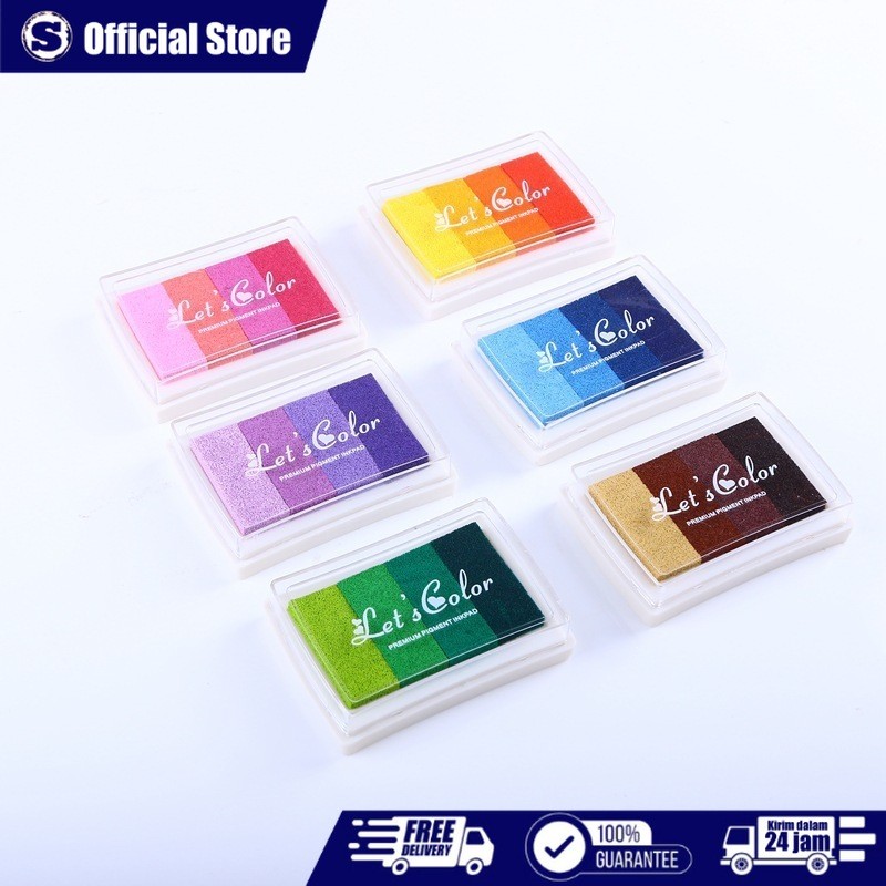 

6PCS/SET Stamp Pad InkPad bak stempel gradient lets color radiant color tinta cap stempel warna warni HB1304 DIY