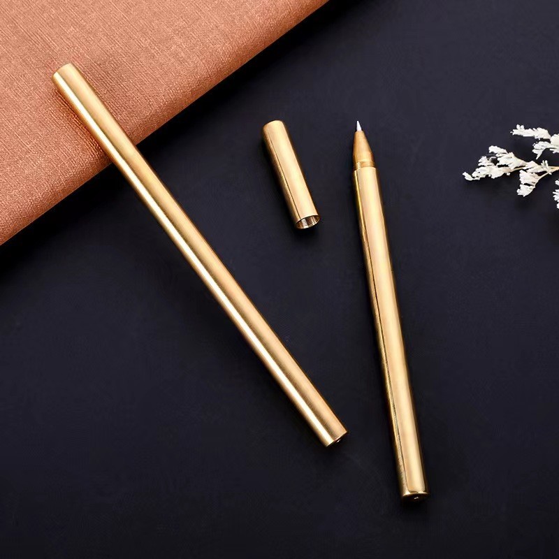 

Retro Pure Brass Ballpoint Pen Fine Body Signature Rollerball Pens Gift Writing School Students Office Metal Stationery Supplies