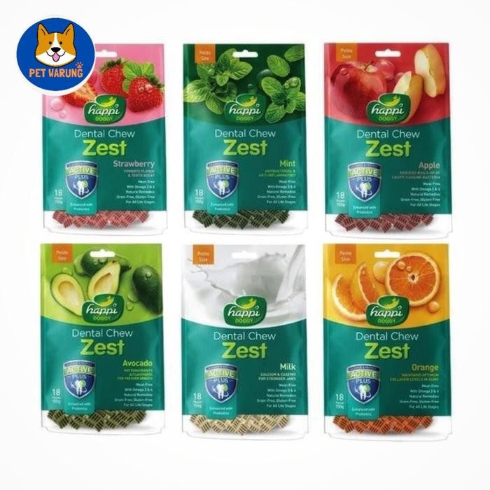 

Happi Doggy Dental Chew Zest 150g Dog Treats Snack Cemilan Anjing - Avocado