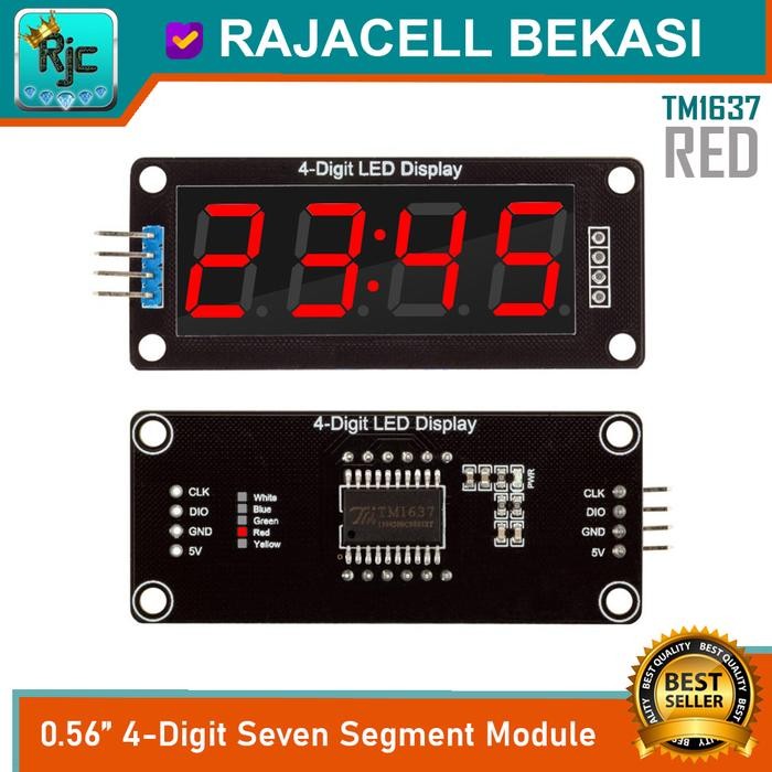 COZY Module Seven Segment 4-Digit 0.56" TM1637 LED 7-Segment Display RGBYW - Merah