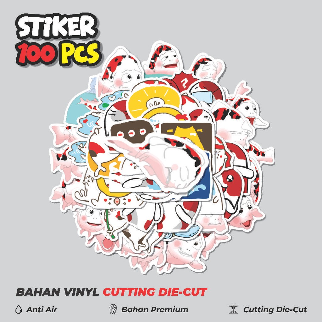 

Terbaru! 50 pcs Stiker Hewan Ikan Koi Dekorasi Lucu Kreatif untuk Notebook, Skateboard, HP