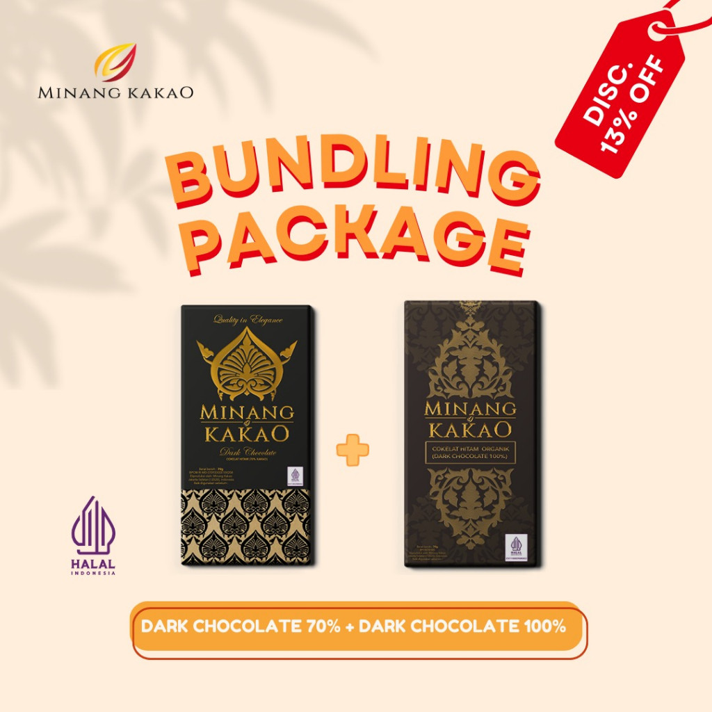 

Bundling Dark Chocolate 100% 70gr + Dark Chocolate 70% 70gr