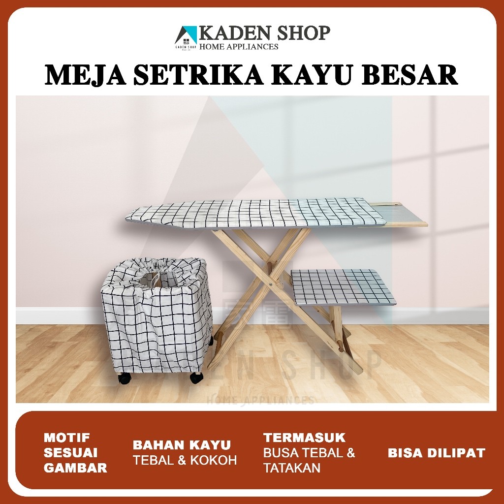 Meja Setrika Kayu Besar Tinggi Adjustable Jati Belanda