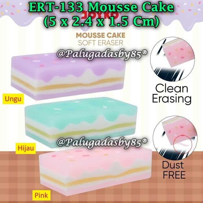 

(1 Pak/12) GROSIR Penghapus JOYKO ERT-133 Mousse Cake / Penghapus Eraser Joyko ERT-133 (Pak/12)