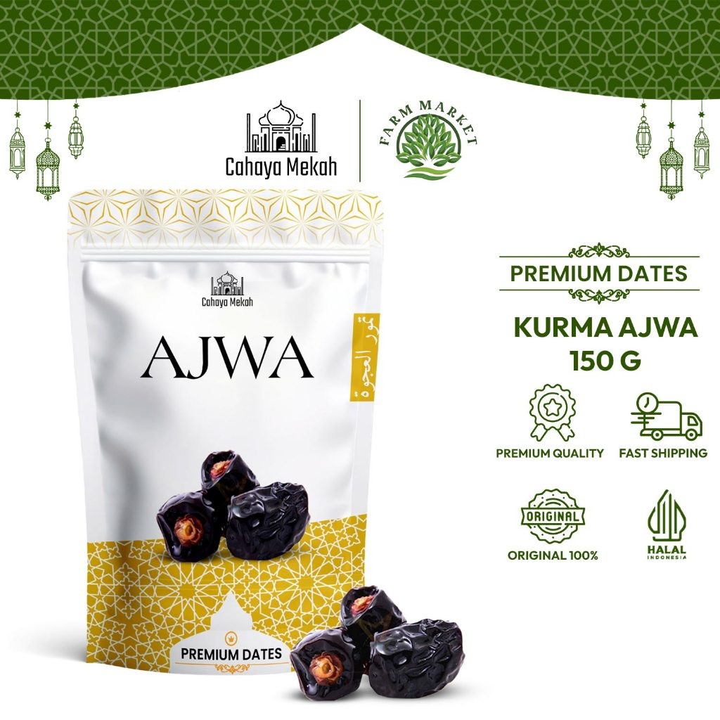 

Cahaya Mekah Kurma Ajwa 150 gram Pouch Asli Kurma Nabi Kualitas Pertama