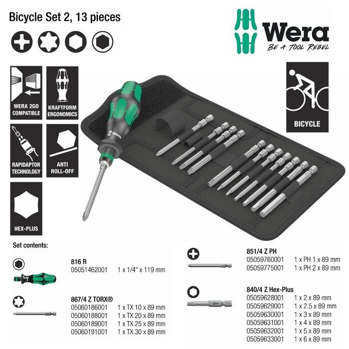 Wera 05004171001 - Tool Kits Sepeda Set Bicycle Set 2 Wera Tools - 13 Pcs