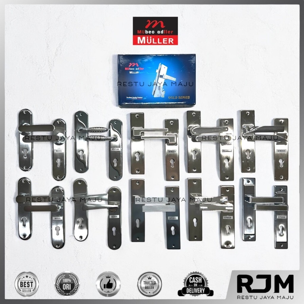 MULLER Gagang Handle Kunci Pintu Besar L Pegangan Pintu Rumah Door Set Stainless
