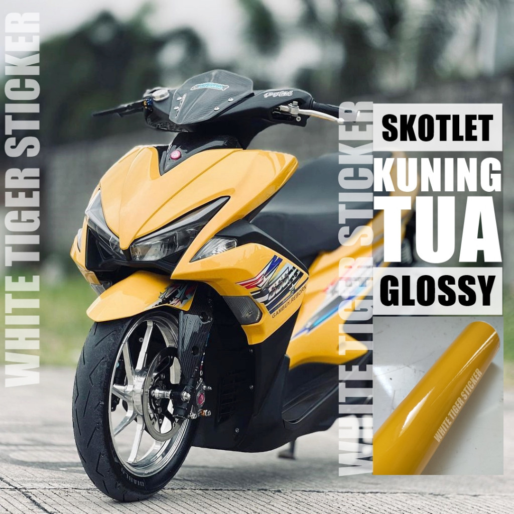 SKOTLET STIKER MOTOR KUNING TUA GLOSY SCOTLITE KUNING GLOSY SKOTLET KUNING GLOSY STIKER GLOSY