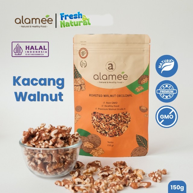 

ALAMEE Roasted Kacang Walnut Kenari Otak Panggang Oven Premium Organik Siap Makan Utuh Cemilan fresh and natural