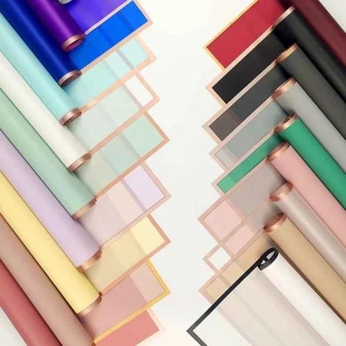 

[ TERLARIS ] [20 Lembar] Kertas BungaGold Line Buket Flower Wrapping Paper Cellophane Florist Anti Air
