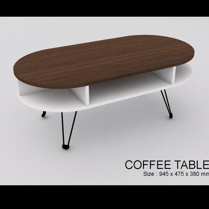 coffee table minimalis meja kopi ruang tamu simon CF - walnut-white