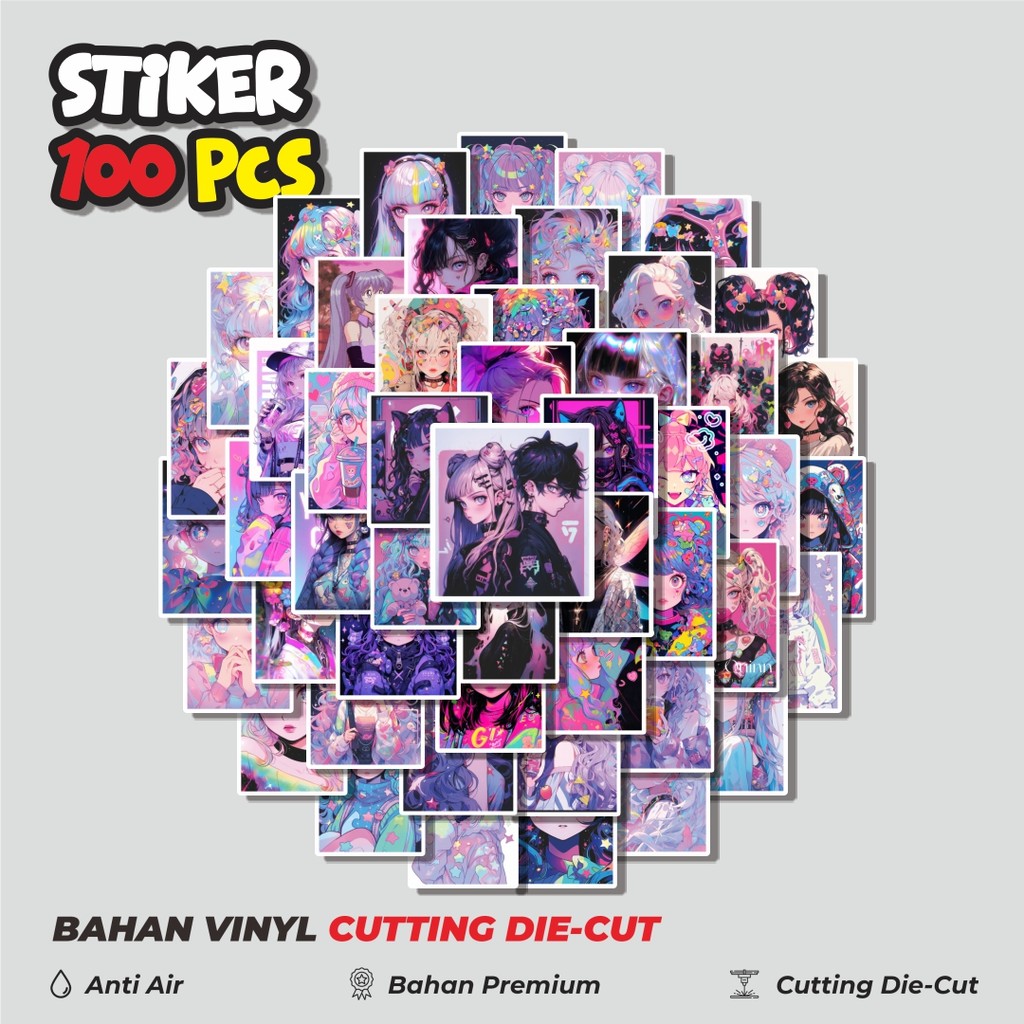 

Terbaru! 50 pcs Stiker Poster Anime Purple/ Ungu Dekorasi Lucu Kreatif untuk Notebook, Skateboard, HP