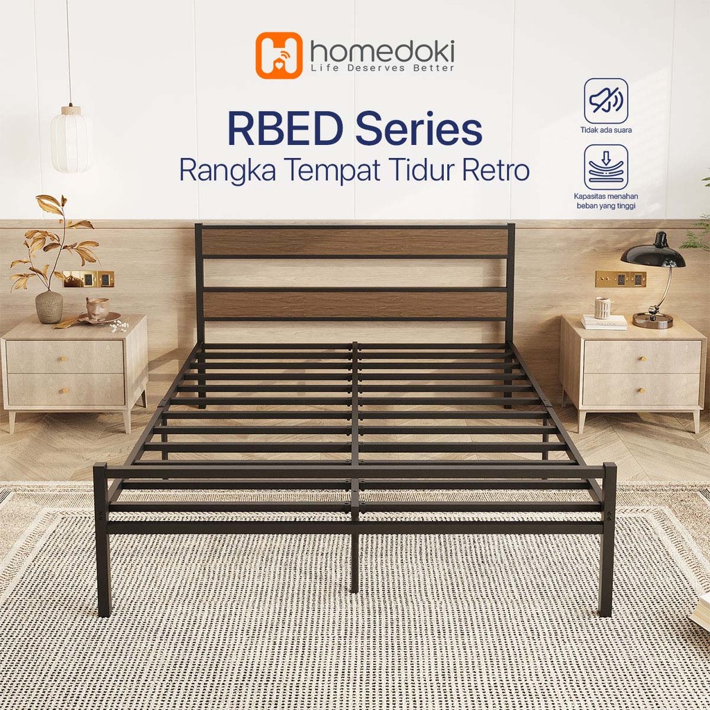 Homedoki Retro Series / Dipan Tempat Tidur /Sandaran Ranjang Besi/Dipan Dengan Sandaran/Divan Kasur