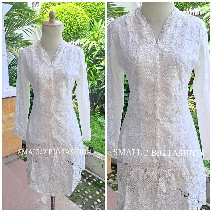 atasan kebaya brukat brokat tunik muslim panjang putih tulang