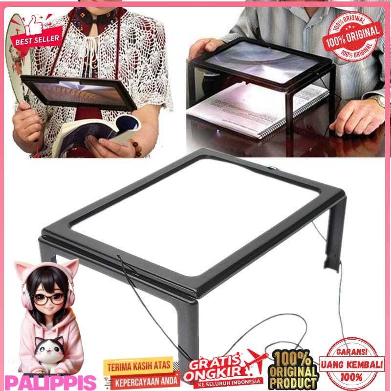 

NEWACALOX Kaca Pembesar Bentuk Meja untuk Baca Magnifier with 4 LED 3X - HL-A4