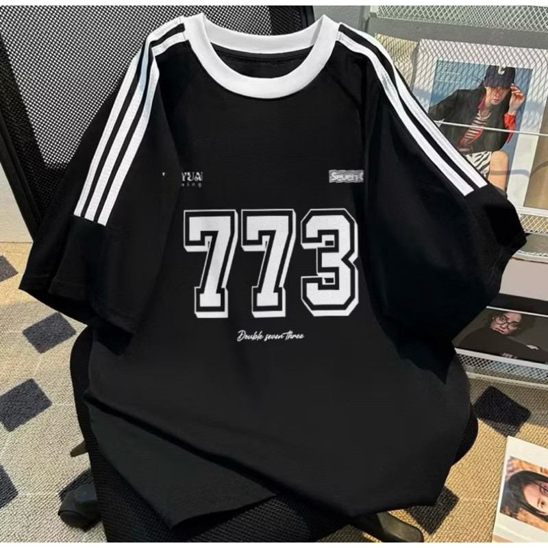 T-Shirt Oversize  773 - Double Seven Three Printed - Baju Kaos Oversize Wanita Terbaru