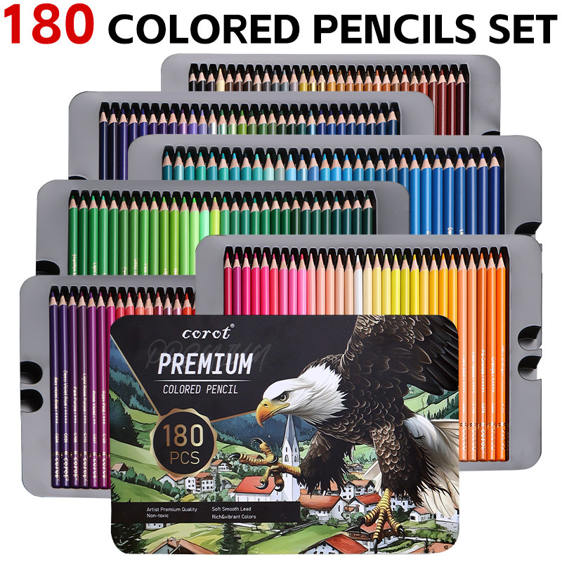 

180 Colors Colored Pencils Set in Tin Box,Blendable with Soft Core,Easy Carrying for Drawing,Sketching,Shading,Coloring Books