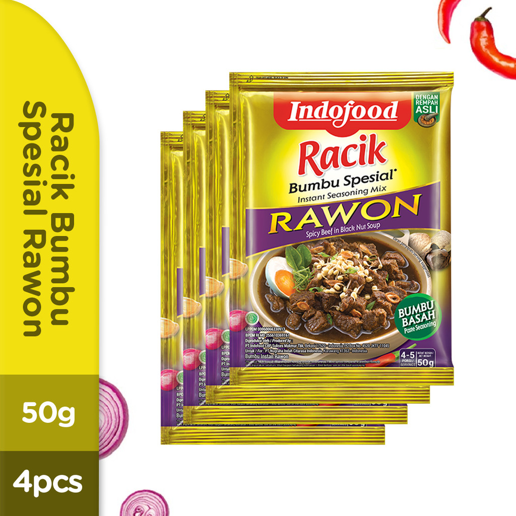 

4 PCS - Indofood Racik Bumbu Spesial Rawon 50 Gr