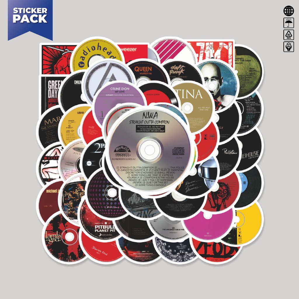 

[100PCS]Stiker Pack Stiker Kaset Musik Aesthetic Vinyl Anti Air Dekorasi Sticker Laptop Buku Journal Koper Helm Casing HP Gitar Helm Skateboard